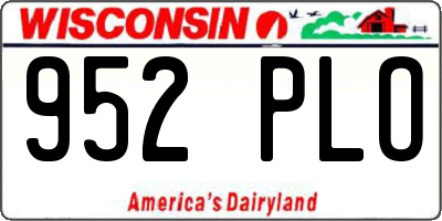 WI license plate 952PLO