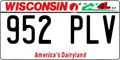 WI license plate 952PLV