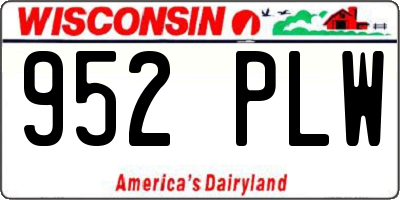 WI license plate 952PLW