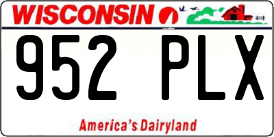WI license plate 952PLX