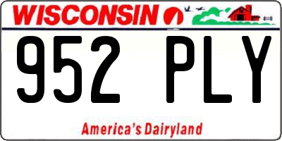 WI license plate 952PLY