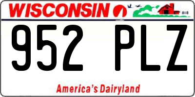 WI license plate 952PLZ