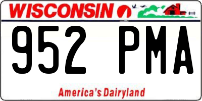 WI license plate 952PMA