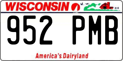 WI license plate 952PMB