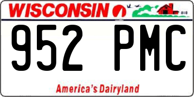 WI license plate 952PMC