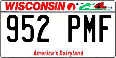 WI license plate 952PMF