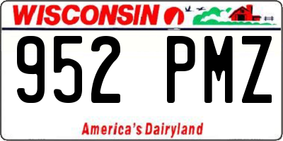 WI license plate 952PMZ