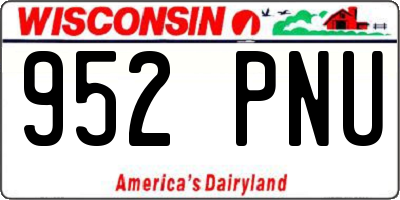 WI license plate 952PNU