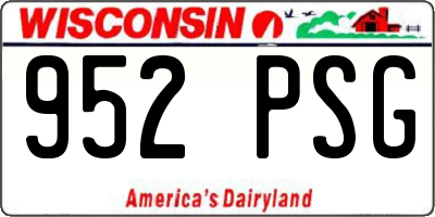 WI license plate 952PSG