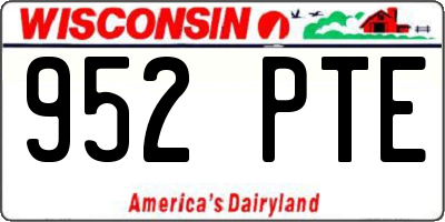 WI license plate 952PTE