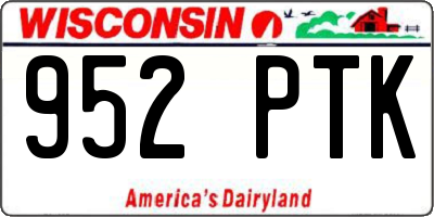 WI license plate 952PTK