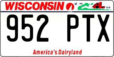 WI license plate 952PTX