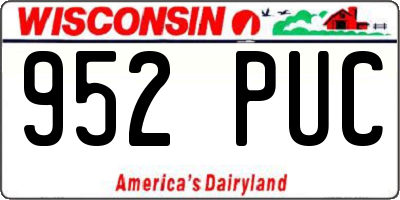 WI license plate 952PUC