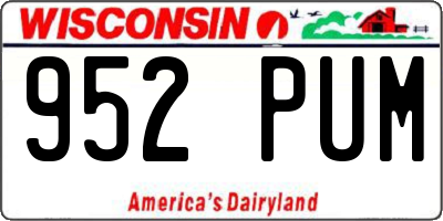 WI license plate 952PUM