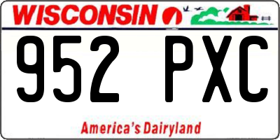 WI license plate 952PXC