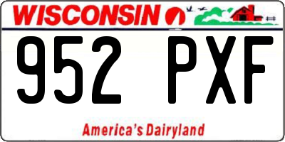 WI license plate 952PXF
