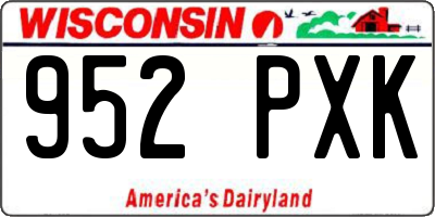 WI license plate 952PXK