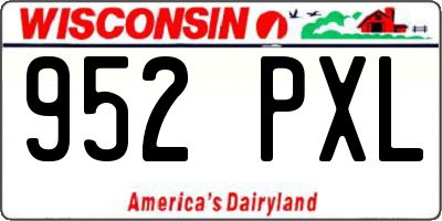 WI license plate 952PXL