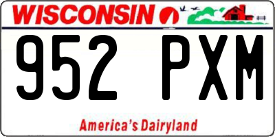 WI license plate 952PXM