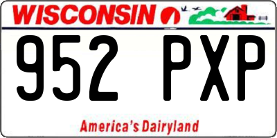 WI license plate 952PXP