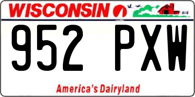 WI license plate 952PXW