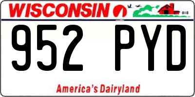 WI license plate 952PYD