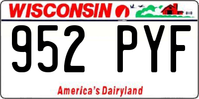 WI license plate 952PYF