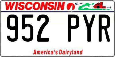 WI license plate 952PYR