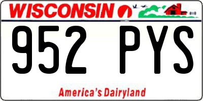 WI license plate 952PYS
