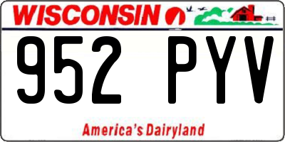 WI license plate 952PYV