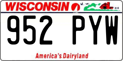 WI license plate 952PYW