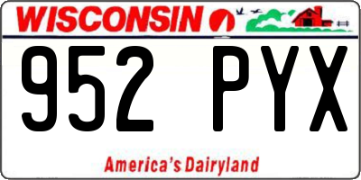 WI license plate 952PYX