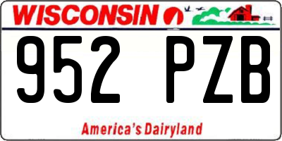 WI license plate 952PZB