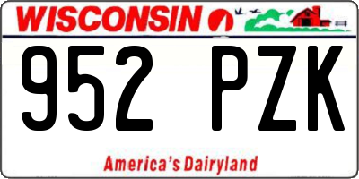 WI license plate 952PZK