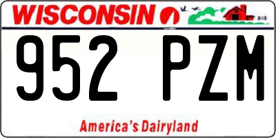 WI license plate 952PZM