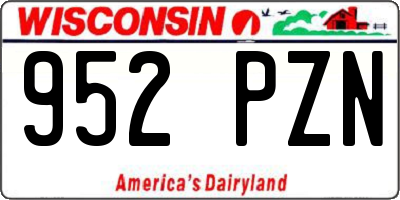 WI license plate 952PZN