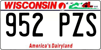 WI license plate 952PZS