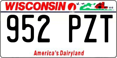 WI license plate 952PZT