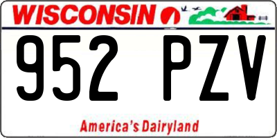 WI license plate 952PZV