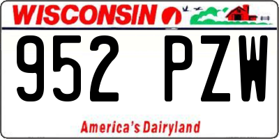 WI license plate 952PZW