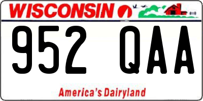 WI license plate 952QAA