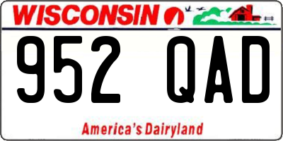 WI license plate 952QAD