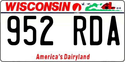 WI license plate 952RDA