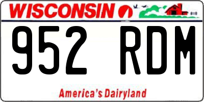 WI license plate 952RDM