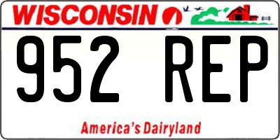 WI license plate 952REP