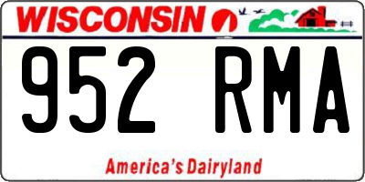 WI license plate 952RMA
