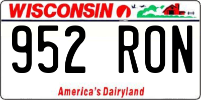 WI license plate 952RON