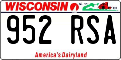 WI license plate 952RSA