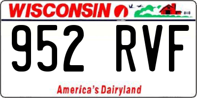 WI license plate 952RVF