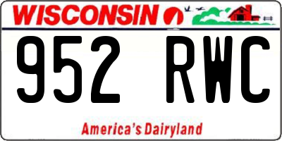 WI license plate 952RWC